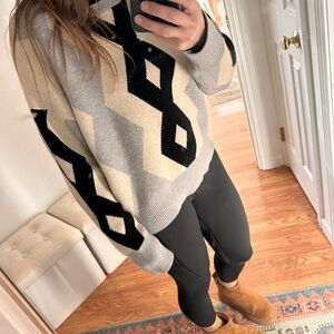 TRUTH by republic Aztec thick knit sweater top pullover poncho/ lose arm fit L